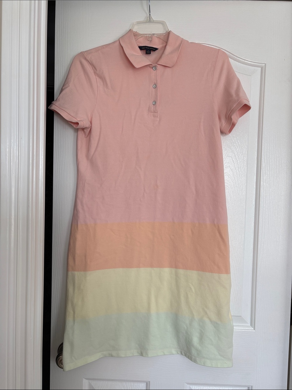 Brooks Brothers Pink and Cream Colorblock Polo Midi Dress